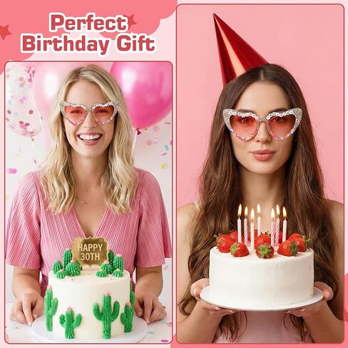 30 Flirty Thriving Birthday Glasses, Pink Heart-Shaped Sunglasses, Funny 30th Birthday Party Accessories and Gifts for Women in Saudi Arabia