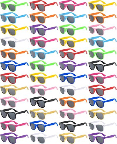 Wholesale 48/100 Pack Neon Sunglasses Bulk for Adults Unisex 70s 80s 90s Square Glasses Party Favors in Saudi Arabia