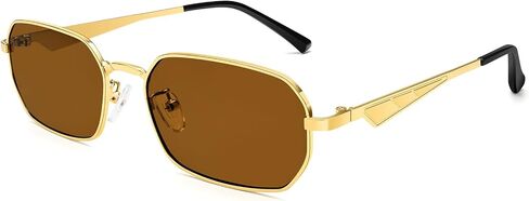 Dollger Retro Rectangle Sunglasses for Women Men Small Narrow Square Metal Frame UV400 Protection Hip Hop Sun Glasses in Kuwait