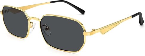 Dollger Retro Rectangle Sunglasses for Women Men Small Narrow Square Metal Frame UV400 Protection Hip Hop Sun Glasses in Kuwait