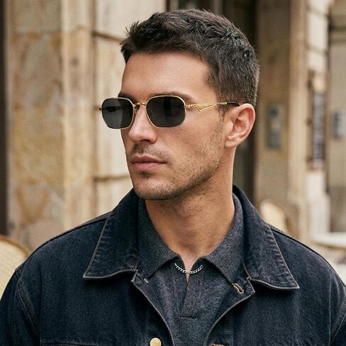 Dollger Retro Rectangle Sunglasses for Women Men Small Narrow Square Metal Frame UV400 Protection Hip Hop Sun Glasses in Kuwait