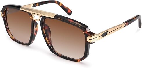 Dollger Oversized Square Sunglasses for Men Women Retro Vintage Big Frame UV400 Protection Fashion Trendy Aviator Shades in Kuwait