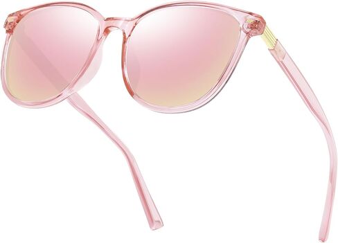 Polarized Sunglasses for Women Retro Square Frame with Colorful Mirrored Lenses for Everyday Commute Vacation Outfits in Kuwait