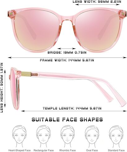 Polarized Sunglasses for Women Retro Square Frame with Colorful Mirrored Lenses for Everyday Commute Vacation Outfits in Kuwait