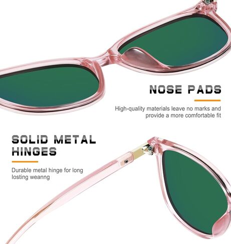 Polarized Sunglasses for Women Retro Square Frame with Colorful Mirrored Lenses for Everyday Commute Vacation Outfits in Kuwait