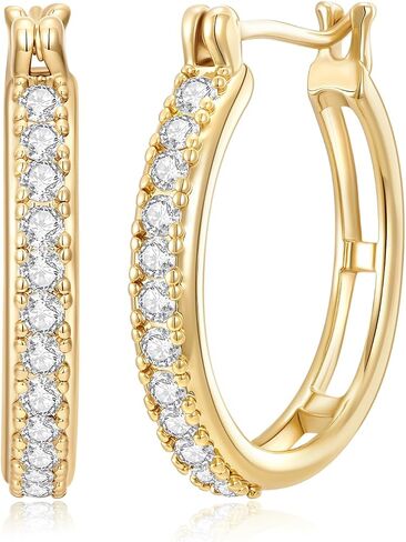 14K Gold Hoop Earrings for Women Hypoallergenic Lightweight Small Hoop Earring for Womens with Round Cubic Zirconia Huggie Hoops Earring for Women 14/16/20/25/30/35mm in Saudi Arabia