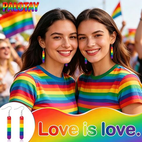 LGBTQ Pride Rainbow Earrings for Women Lightweight Acrylic Long Bar Dangle Pride Month Accessories Jewelry Gifts in Saudi Arabia
