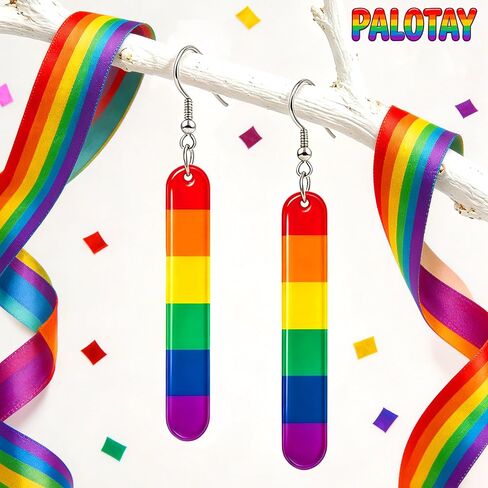 LGBTQ Pride Rainbow Earrings for Women Lightweight Acrylic Long Bar Dangle Pride Month Accessories Jewelry Gifts in Saudi Arabia