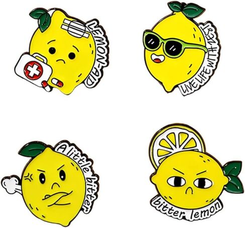 4 PCS Lemon Brooch Set for Women– Fresh Summer Fruit-inspired Pins Shirt Collar Accessories Versatile Clothing Ornaments Top Choice Gifts for Birthdays Dances and Parties in Saudi Arabia