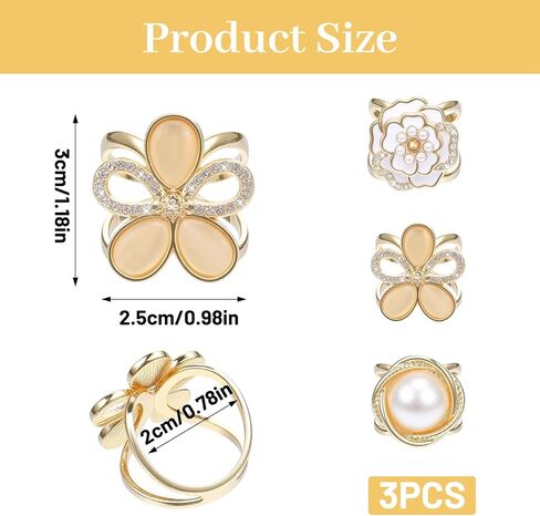 3PCS Scarf Rings for Women, Elegant Pearl Scarf Buckle Metal Scarves Clips Scarves Pin Shawl Clip Buckle Slides for Women in Kuwait