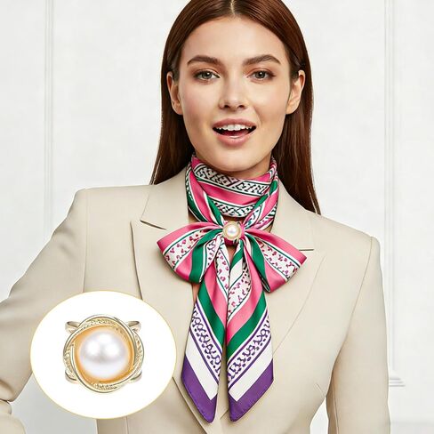 3PCS Scarf Rings for Women, Elegant Pearl Scarf Buckle Metal Scarves Clips Scarves Pin Shawl Clip Buckle Slides for Women in Kuwait