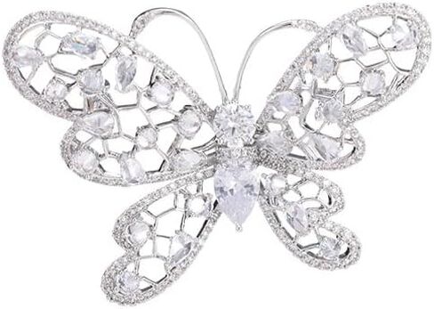 14K Gold Butterfly Brooch Elegant Moissanite Inlaid Wing Design, Versatile for Suits, Jackets & Dresses in Saudi Arabia