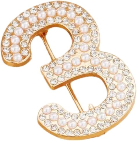 Personalized 0-9 Number Imitation Pearl Rhinestone Crystal Brooches Pin Tie Tacks for Clothes Suits Lucky Number for Women Dainty Elegant for Wedding Party Banquet Birthday in Kuwait