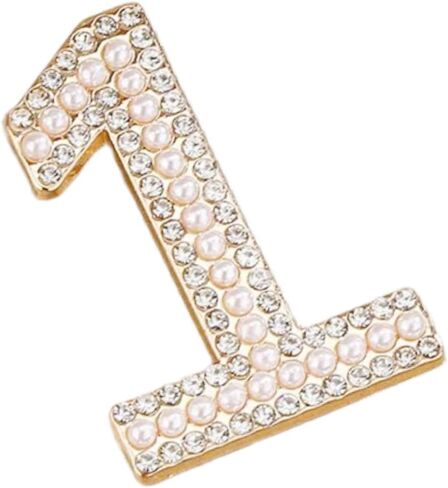 Personalized 0-9 Number Imitation Pearl Rhinestone Crystal Brooches Pin Tie Tacks for Clothes Suits Lucky Number for Women Dainty Elegant for Wedding Party Banquet Birthday in Kuwait