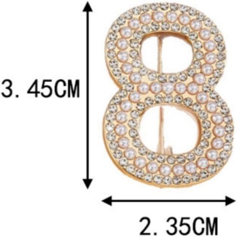 Personalized 0-9 Number Imitation Pearl Rhinestone Crystal Brooches Pin Tie Tacks for Clothes Suits Lucky Number for Women Dainty Elegant for Wedding Party Banquet Birthday in Kuwait