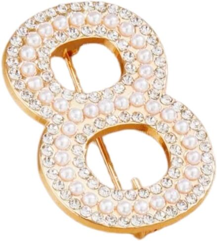 Personalized 0-9 Number Imitation Pearl Rhinestone Crystal Brooches Pin Tie Tacks for Clothes Suits Lucky Number for Women Dainty Elegant for Wedding Party Banquet Birthday in Kuwait