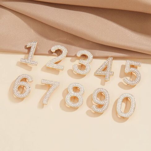 Personalized 0-9 Number Imitation Pearl Rhinestone Crystal Brooches Pin Tie Tacks for Clothes Suits Lucky Number for Women Dainty Elegant for Wedding Party Banquet Birthday in Kuwait