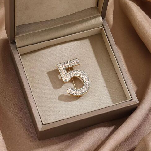 Personalized 0-9 Number Imitation Pearl Rhinestone Crystal Brooches Pin Tie Tacks for Clothes Suits Lucky Number for Women Dainty Elegant for Wedding Party Banquet Birthday in Kuwait