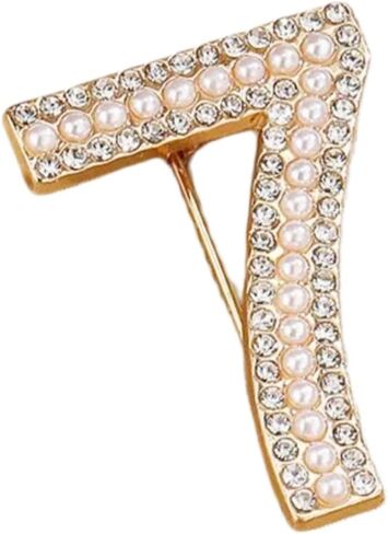 Personalized 0-9 Number Imitation Pearl Rhinestone Crystal Brooches Pin Tie Tacks for Clothes Suits Lucky Number for Women Dainty Elegant for Wedding Party Banquet Birthday in Kuwait