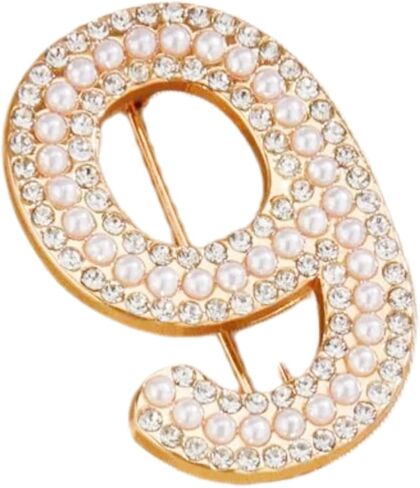 Personalized 0-9 Number Imitation Pearl Rhinestone Crystal Brooches Pin Tie Tacks for Clothes Suits Lucky Number for Women Dainty Elegant for Wedding Party Banquet Birthday in Kuwait
