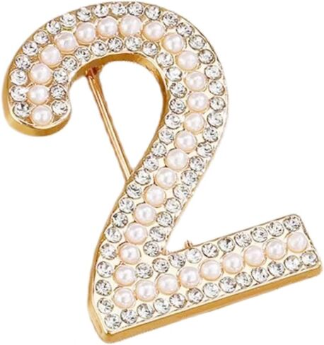Personalized 0-9 Number Imitation Pearl Rhinestone Crystal Brooches Pin Tie Tacks for Clothes Suits Lucky Number for Women Dainty Elegant for Wedding Party Banquet Birthday in Kuwait