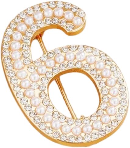 Personalized 0-9 Number Imitation Pearl Rhinestone Crystal Brooches Pin Tie Tacks for Clothes Suits Lucky Number for Women Dainty Elegant for Wedding Party Banquet Birthday in Kuwait