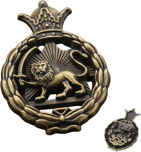 Antique Bronze Bronze Lion Crown Emblem Brooch - Retro Badge Lapel Pin, Vintage Majestic Lion Wreath Suit Pin, Formal Business Military Style Jewelry Accessory for Men Women in Kuwait