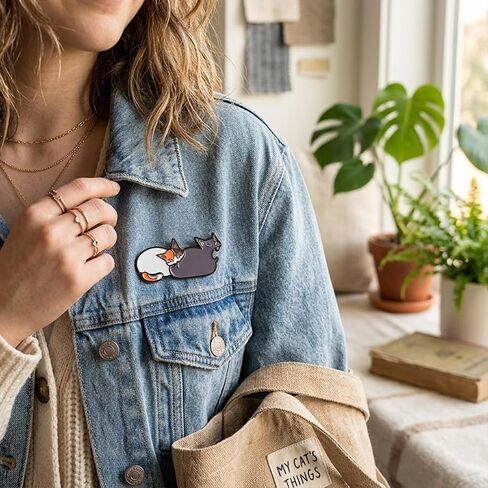 1Pcs Cute Cat Enamel Pin, Funny Cartoon Cat Brooch for Backpacks, Jackets, Hats, Gifts for Women & Teens, Funny Pins, Cute Pins for Bags, Lapel Badge in Saudi Arabia