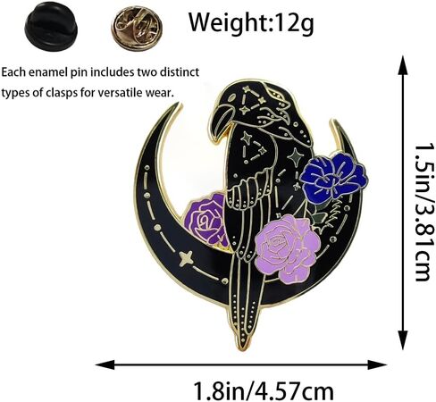 Enamel Pin,Celestial Raven & Moon Lapel Pin,DIY Decor Collection,Mystical Brooch,Gift For Fantasy Enthusiasts,Teens,Friends,Family,Pin on Shirt,Denim Jacket,Canvas Bag,Backpack,Wallet in Saudi Arabia