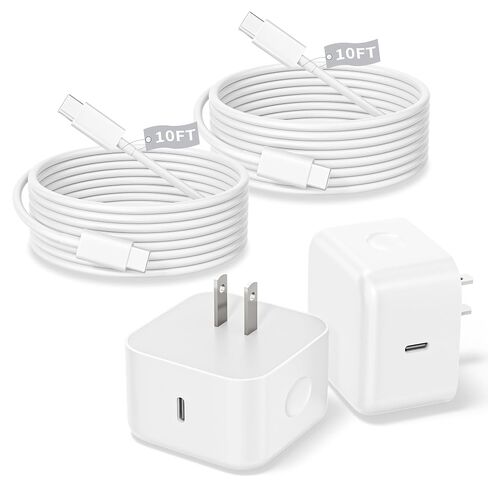 Type C Charger Fast Charging, 2Pack 45W Dual USB C Port Samsung Chargers Fast charging Block with 10FT Long USBC Charger Cable Cord for Samsung Galaxy S25/S25 Ultra/S25+/S24 Ultra/S24/S24+/S23/S22/S21 in Kuwait