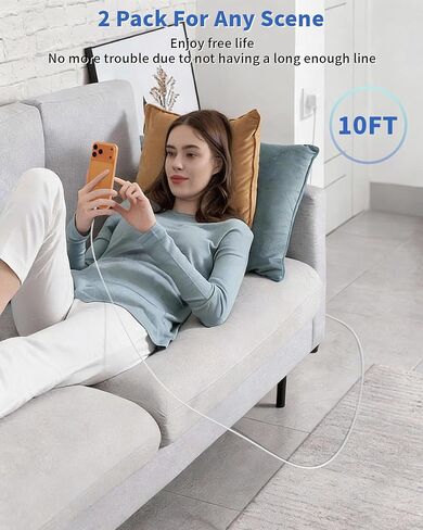 Type C Charger Fast Charging, 2Pack 45W Dual USB C Port Samsung Chargers Fast charging Block with 10FT Long USBC Charger Cable Cord for Samsung Galaxy S25/S25 Ultra/S25+/S24 Ultra/S24/S24+/S23/S22/S21 in Kuwait
