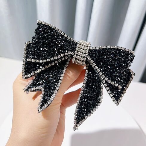أسود حجر الراين القوس قبل تعادل بروش دبوس للنساء خمر كريستال Bowknot التعادل دبابيس التلبيب دبابيس الصدار طوق حفل زفاف عطلة فستان اكسسوارات المجوهرات هدية in Kuwait