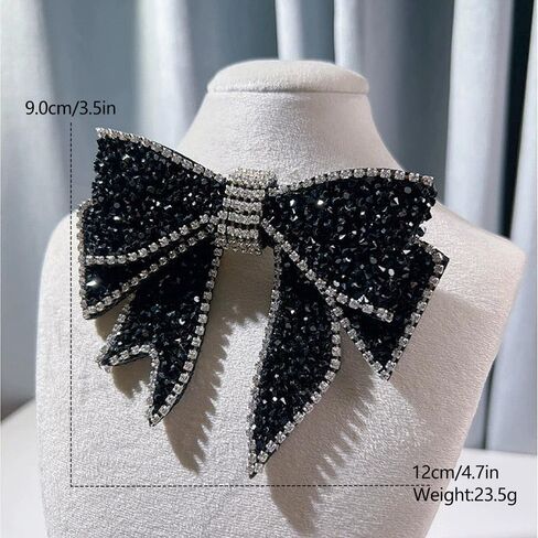 أسود حجر الراين القوس قبل تعادل بروش دبوس للنساء خمر كريستال Bowknot التعادل دبابيس التلبيب دبابيس الصدار طوق حفل زفاف عطلة فستان اكسسوارات المجوهرات هدية in Kuwait