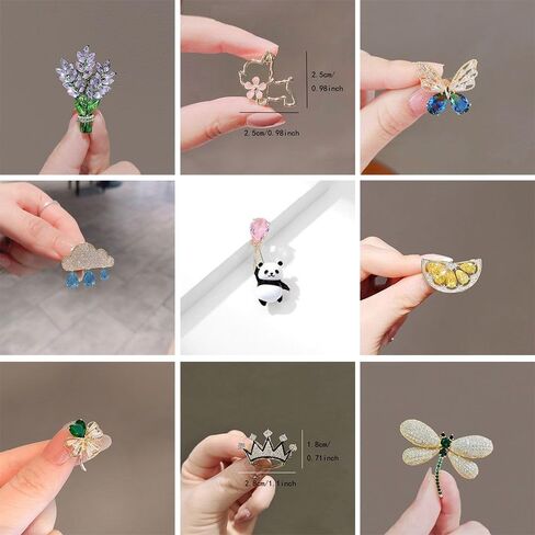 Lapel Pins Crystal Cute Flower Animal Bow Clothing Accessorie Brooches for Women(2) in Kuwait