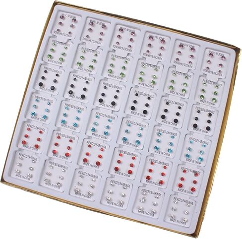 108 Pairs Studs Earrings Fashionable Ear Jewelry Fashion Ear Studs Crystal Texture Suitable for Various Occasion in Saudi Arabia