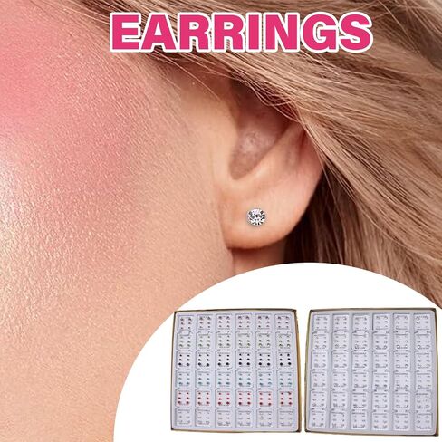 108 Pairs Studs Earrings Fashionable Ear Jewelry Fashion Ear Studs Crystal Texture Suitable for Various Occasion in Saudi Arabia