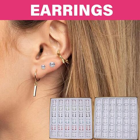 108 Pairs Studs Earrings Fashionable Ear Jewelry Fashion Ear Studs Crystal Texture Suitable for Various Occasion in Saudi Arabia