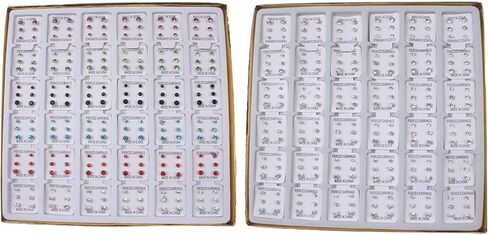 108 Pairs Studs Earrings Fashionable Ear Jewelry Fashion Ear Studs Crystal Texture Suitable for Various Occasion in Saudi Arabia
