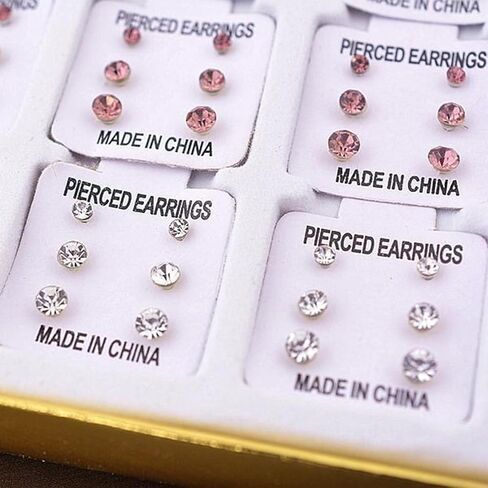 108 Pairs Studs Earrings Fashionable Ear Jewelry Fashion Ear Studs Crystal Texture Suitable for Various Occasion in Saudi Arabia
