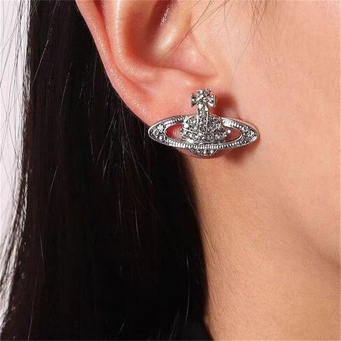 Saturn Earrings Set for Women 4Pcs Dainty Universe Galaxy Solar System Space Earrings Classic Planet Cubic Zircon Inlaid Saturn Jewelry Gifts in Kuwait