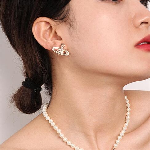 Saturn Earrings Set for Women 4Pcs Dainty Universe Galaxy Solar System Space Earrings Classic Planet Cubic Zircon Inlaid Saturn Jewelry Gifts in Kuwait
