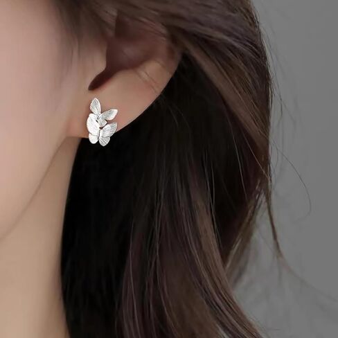 Butterfly Stud Earrings for Women Teens 925 Sterling Silver Butterfly Post Stud Earrings Screw Backs Hypoallergenic in Kuwait