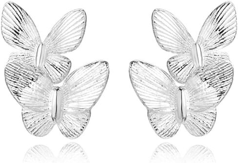 Butterfly Stud Earrings for Women Teens 925 Sterling Silver Butterfly Post Stud Earrings Screw Backs Hypoallergenic in Saudi Arabia