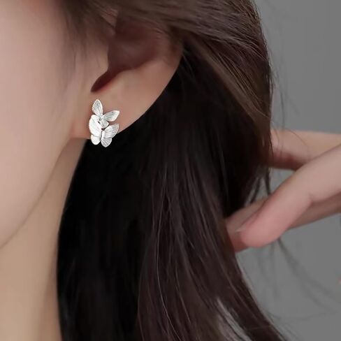 Butterfly Stud Earrings for Women Teens 925 Sterling Silver Butterfly Post Stud Earrings Screw Backs Hypoallergenic in Saudi Arabia