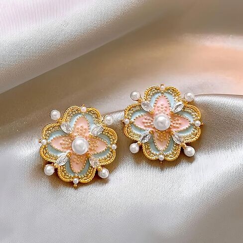 Flower Earrings For Women Fun Pearl Stud Vintage Earrings Womens Stud Earrings Whimsical Jewelry Daily Wear in Saudi Arabia