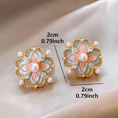 Flower Earrings For Women Fun Pearl Stud Vintage Earrings Womens Stud Earrings Whimsical Jewelry Daily Wear in Saudi Arabia