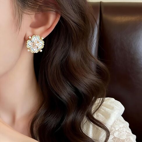 Flower Earrings For Women Fun Pearl Stud Vintage Earrings Womens Stud Earrings Whimsical Jewelry Daily Wear in Saudi Arabia