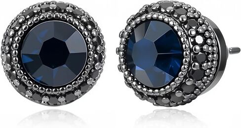 RITIM Navy Blue Dance Competition Earrings for Women Hypoallergenic Rhinestone Stud Earrings with Cubic Zirconia Halo Design Nickel Free & Sensitive Ear Safe Crystal Jewelry for Stage, Wedding & Opera Performance in Saudi Arabia