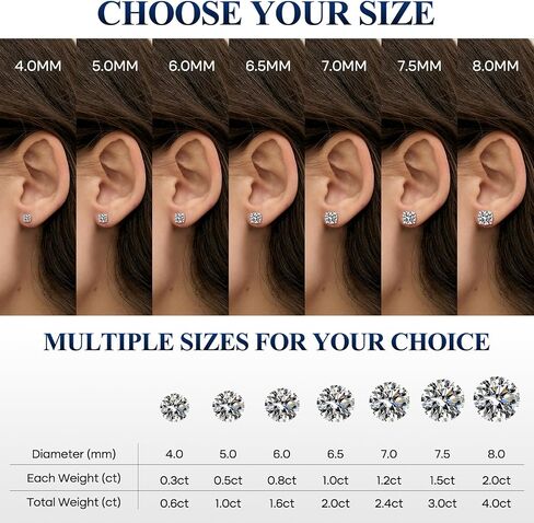Moissanite Stud Earrings for Women Men, White Gold Plated 925 Sterling Silver D Color Lab Created Diamond Moissanite Earrings in Saudi Arabia