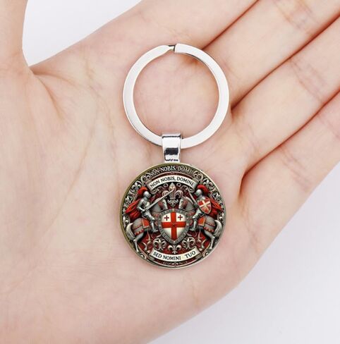 3 Pcs Knight Templar Cross Keychain, Vintage Soldier Armor Shield Crystal Glass Pendant, Men's Car Backpack Accessory in Kuwait